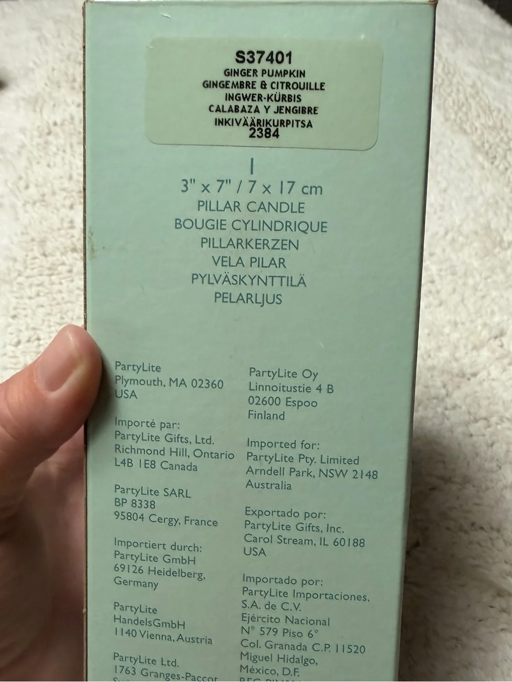 NWT Partylite 3 x 7” Pillar Candle in “Ginger Pumpkin”